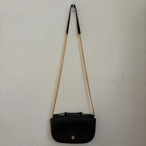 Tory Burch Black Crossbody Bag with Gold Chain Emerson top handle